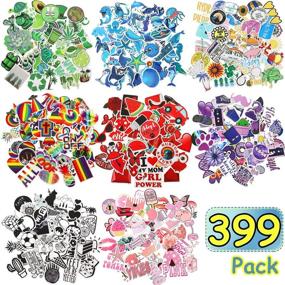 img 4 attached to 🌈 Waterproof Vinyl Stickers - 399 Pieces of Cute & Trendy Designs for Water Bottles, Laptops, Skateboards, and Travel Accessories | Perfect for Teen Girls