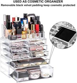 img 2 attached to 💄 DreamGenius 3-Piece Acrylic Makeup Organizer: 8-Drawer Cosmetic Display Cases for Jewelry, Lipstick, and Brushes - Stackable Storage for Dresser and Bathroom Countertop