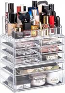 💄 dreamgenius 3-piece acrylic makeup organizer: 8-drawer cosmetic display cases for jewelry, lipstick, and brushes - stackable storage for dresser and bathroom countertop logo