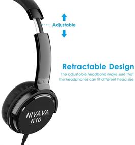 img 1 attached to 🎧 NIVAVA K10 Kids Headphones Wired Foldable Lightweight Adjustable On Ear Headset with 3.5mm Jack for Cellphones, Computers, Kindles, Airplanes - Black
