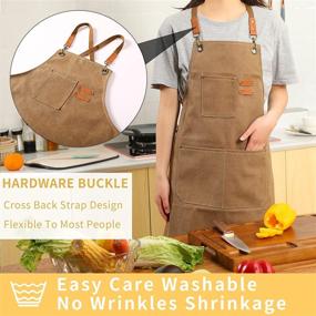 img 2 attached to 👨 High-Quality Unisex Cross-Back Chef Cotton Aprons with Spacious Pockets by Tosewever