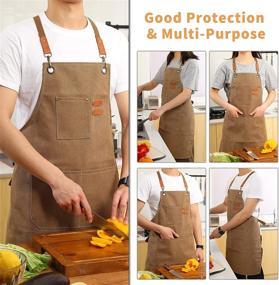 img 1 attached to 👨 High-Quality Unisex Cross-Back Chef Cotton Aprons with Spacious Pockets by Tosewever