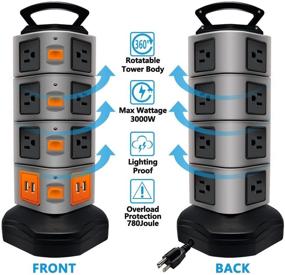 img 3 attached to Power Strip Tower with 14 Outlets, 4 USB Slots, and 6ft Cord - Universal Charging Station by Lovin Product (1-Pack)
