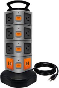 img 4 attached to Power Strip Tower with 14 Outlets, 4 USB Slots, and 6ft Cord - Universal Charging Station by Lovin Product (1-Pack)