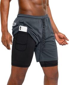 img 4 attached to 🏃 Ultimate Workout Essential: Pinkbomb Men's 2 in 1 Running Shorts with Phone Pocket