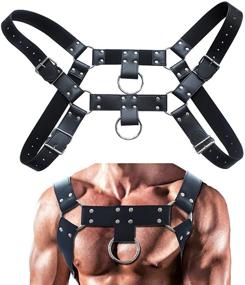 img 4 attached to Adaptable Elastic Men's Leather Chest 🔗 Harness - Enhancing Style in Belts and Accessories