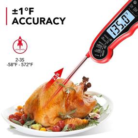 img 3 attached to 🌡️ Digital Meat Thermometer - Ultra Fast Instant Read Food Thermometer with LCD Backlight, Calibration, Waterproof Design for Cooking Candy Deep Fry Liquids Turkey Kitchen Baking Smoker Grill BBQ