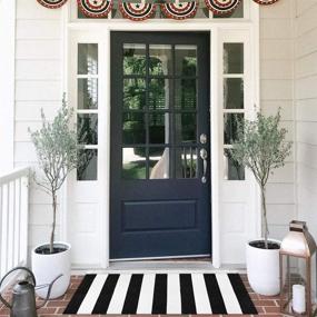 img 4 attached to 🏡 Seavish Black White Striped Rug, 23.6"x51.2" Indoor Outdoor Door Mat Welcome Mats, Layering Rug Front Porch Mat Rug, Handmade Woven Rug Runner, Farmhouse Rug, Washable Throw Rugs