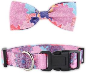 img 4 attached to 🐾 Cute Adjustable Bow Tie Dog Collar and Leash Set with Plaid Design - Ideal for Small to Medium Dogs and Cats