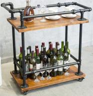 🍷 dofurnilim industrial bar carts: versatile, mobile storage solution for wine, tea, and liquor with solid wood and metal construction logo