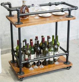 img 4 attached to 🍷 DOFURNILIM Industrial Bar Carts: Versatile, Mobile Storage Solution for Wine, Tea, and Liquor with Solid Wood and Metal Construction