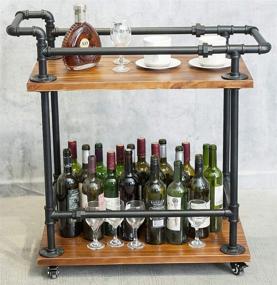 img 1 attached to 🍷 DOFURNILIM Industrial Bar Carts: Versatile, Mobile Storage Solution for Wine, Tea, and Liquor with Solid Wood and Metal Construction