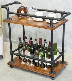 img 3 attached to 🍷 DOFURNILIM Industrial Bar Carts: Versatile, Mobile Storage Solution for Wine, Tea, and Liquor with Solid Wood and Metal Construction