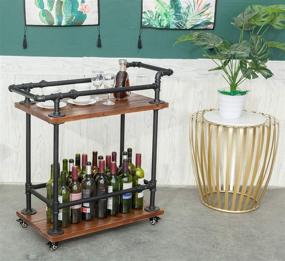 img 2 attached to 🍷 DOFURNILIM Industrial Bar Carts: Versatile, Mobile Storage Solution for Wine, Tea, and Liquor with Solid Wood and Metal Construction