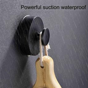 img 2 attached to 💧 Waterproof Bathroom Towel Hooks: Removable, Powerful Vacuum Wall Suction Cup Hooks (Black, 2 Packs)