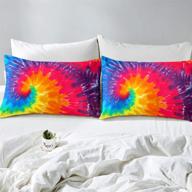 feelyou rainbow tie dye bedding set for girls boys children - bohemian psychedelic comforter cover with boho gypsy duvet - queen size bedspread cover for bedroom decor logo