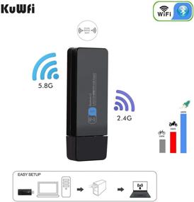 img 1 attached to KuWFi 11AC 600Mbps Dual Band Wireless Network USB Adapter Bluetooth 4