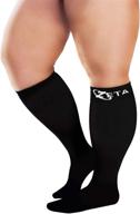 zeta socks xxxl wide plus size calf compression for flights - soothing gradient support, 🧦 prevents swelling & pain, ideal for edema, dvt, large cuffs, stretch up to 26 inches (black, unisex) logo