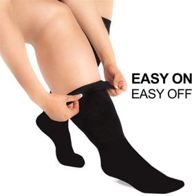 img 1 attached to Zeta Socks XXXL Wide Plus Size Calf Compression for Flights - Soothing Gradient Support, 🧦 Prevents Swelling & Pain, Ideal for Edema, DVT, Large Cuffs, Stretch up to 26 Inches (Black, Unisex)