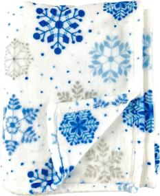 img 1 attached to ❄️ Soft and Cozy Winter Decorative Throw Blanket: Snowflakes Design, Perfect Accent for Couch, Bed, Chair - Blue Grey White color