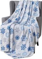 ❄️ soft and cozy winter decorative throw blanket: snowflakes design, perfect accent for couch, bed, chair - blue grey white color логотип