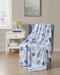 img 3 attached to ❄️ Soft and Cozy Winter Decorative Throw Blanket: Snowflakes Design, Perfect Accent for Couch, Bed, Chair - Blue Grey White color