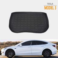 🚘 roccs model 3 front trunk mat - all-weather cargo tray liner for tesla model 3 - protective pads storage mat frunk trunk - tpe material logo