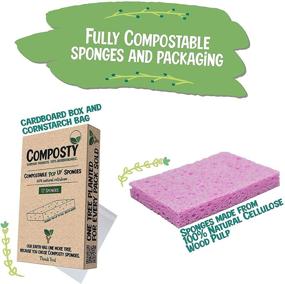 img 1 attached to 🌱 Composty Pop-Up Eco Friendly Dish Sponges: 12 Pack, Biodegradable, Plastic-Free, Zero Waste - Perfect for Kitchen & Bathroom, Long-Lasting, 4 Colors, One Tree Planted