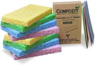 🌱 composty pop-up eco friendly dish sponges: 12 pack, biodegradable, plastic-free, zero waste - perfect for kitchen & bathroom, long-lasting, 4 colors, one tree planted logo