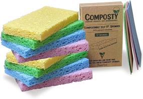 img 4 attached to 🌱 Composty Pop-Up Eco Friendly Dish Sponges: 12 Pack, Biodegradable, Plastic-Free, Zero Waste - Perfect for Kitchen & Bathroom, Long-Lasting, 4 Colors, One Tree Planted