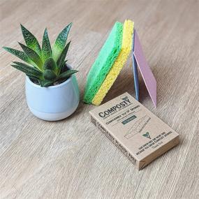 img 2 attached to 🌱 Composty Pop-Up Eco Friendly Dish Sponges: 12 Pack, Biodegradable, Plastic-Free, Zero Waste - Perfect for Kitchen & Bathroom, Long-Lasting, 4 Colors, One Tree Planted