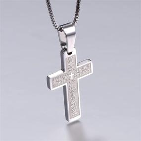 img 1 attached to Simple Cross Necklace for Men and Boys - Stainless Steel / 18K Gold/Ion-Plating Blue Pendant - Customizable Jewelry - Chain Length: 22 inches