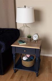 img 1 attached to 🔨 Rustic Navy Blue Wood Top Nightstand Side Table with Drawer and Shelf - Kate and Laurel Sophia