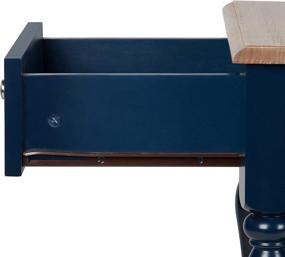 img 3 attached to 🔨 Rustic Navy Blue Wood Top Nightstand Side Table with Drawer and Shelf - Kate and Laurel Sophia