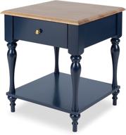 🔨 rustic navy blue wood top nightstand side table with drawer and shelf - kate and laurel sophia логотип