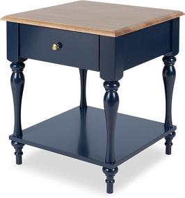 img 4 attached to 🔨 Rustic Navy Blue Wood Top Nightstand Side Table with Drawer and Shelf - Kate and Laurel Sophia