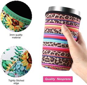 img 3 attached to 🍵 Neoprene Coffee Sleeves, Set of 4 - Reusable Cup Holders for Hot or Cold Beverages, Fits 16-18 oz Cups, Assorted Styles
