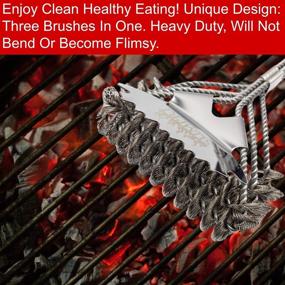 img 3 attached to 🔥 SUMPRI Bristle Free Grill Brush & Scraper - Top Rated BBQ Cleaning Tool, with Extra Wide 3D Scraper - Effortless Grill Cleaning - 18 Inch Stainless Steel, All Grill Types Barbecue Cleaner