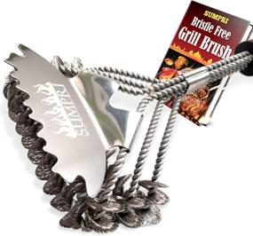 img 4 attached to 🔥 SUMPRI Bristle Free Grill Brush & Scraper - Top Rated BBQ Cleaning Tool, with Extra Wide 3D Scraper - Effortless Grill Cleaning - 18 Inch Stainless Steel, All Grill Types Barbecue Cleaner