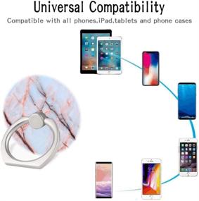 img 1 attached to Versatile 3-Pack Geometric Rose Gold Black White Marble Mobile Phone Ring Holder Finger Grip - Collapsible Kickstand compatible with All Smartphones