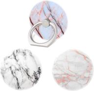 versatile 3-pack geometric rose gold black white marble mobile phone ring holder finger grip - collapsible kickstand compatible with all smartphones логотип