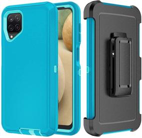 img 4 attached to Szfirstey Case With Belt-Clip Kickstand Holster For Galaxy A12 Full Body Rugged Shock Dust Proof 3-Layer Military Protective Tough Phone Cover Heavy Duty For Samsung A12 (Teak/Light Green)