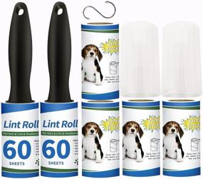 img 4 attached to Extra Sticky Pet Hair Lint Rollers with 2 Handles and 6 Refills - 360 Sheets Lint Remover Brush for Bulk Value, Dog Cat Hair Removal from Clothes and Furniture