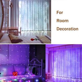 img 2 attached to 🌈 Multicolor LED Window Curtain Lights: 16 Colors, 9.8 x 9.8ft String Lights with Remote USB - Perfect for Bedroom Wedding Christmas Halloween Decoration - Multicolor/Purple/Blue