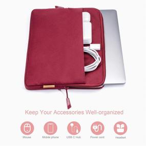 img 3 attached to ONE LIFE Laptop Sleeve 11.6-12.3 Inch - Compatible with MacBook Air, Dell HP Chromebook, Surface Pro, Lenovo Acer - Protective Case with Accessory Pocket (Red)