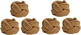 img 2 attached to Kaizen Casa Set of 6 Classic Braided Jute Burlap Napkin Rings - Cream, Pack of 6