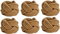 kaizen casa set of 6 classic braided jute burlap napkin rings - cream, pack of 6 logo