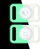 damonlight airtag pet collar holder (2 packs) - compatible with airtag, suitable for dog and 🐾 cat collars, loop attachment for air tag, silicone case to prevent scratches, lightweight, soft, anti-loss (glow in dark) logo