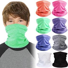 img 4 attached to 🧣 Multi-functional Kids Neck Gaiter Bandanas: Face Cover, Scarf, Balaclava - Set of 8