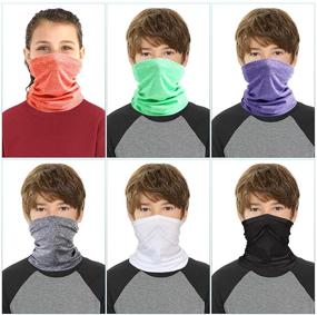 img 1 attached to 🧣 Multi-functional Kids Neck Gaiter Bandanas: Face Cover, Scarf, Balaclava - Set of 8